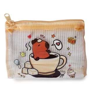 Monedero Chico De Hule Con Red Estampada Capibaras Varios Colores 11.5 x 8.5 Cm | 25MK-J-53