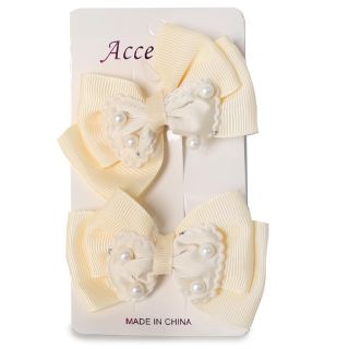 Picos Garza De Metal Chicos Moños De Tela Con Perlas Varios Colores En Blíster 13 Cm | HG25U-119