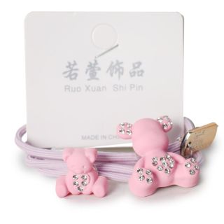 Coleteros Chicos Elásticos Delgados Con Osos De Acrílico Cubiertos De Piedras 6 Cm | XQ-33-133