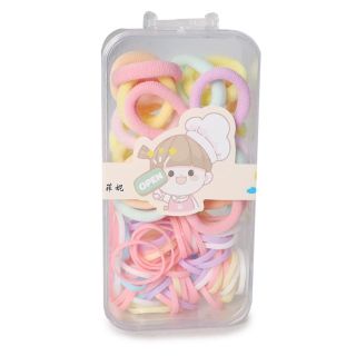 Donas Licras Mini Elásticas Y Ligas De Plástico Varios Colores En Estuche Transparente 10 Cm | XQ-33-159