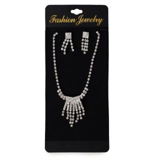 Collar Corto Cubierto De Piedras Con Figuras Y Par De Aretes Varios Modelos 18 Cm | A01240