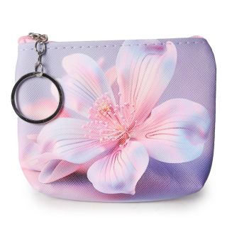 Monedero Grande Cuadrado De Vinil Estampado Flores Varios Colores Con Cierre 11.3 Cm | HM25R-12