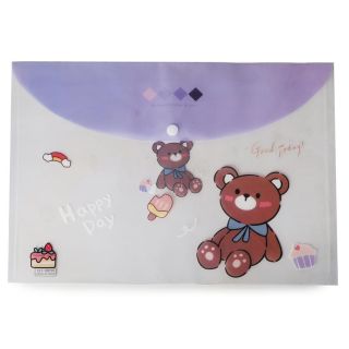 Folder Escolar De Plástico Grande Con Broche Estampado Osos Con Postres 35.5 x 25 Cm | WWJ-02