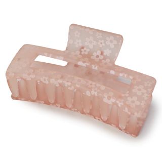 Pinza Grande De Plástico Rectangular Transparente Mate Estampada Flores Colores 8.5 Cm | TJZ-2629