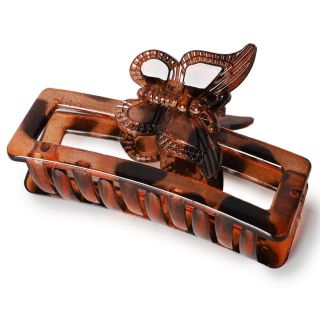 Pinza Mediana De Plástico Rectangular Con Mariposa Grabada Colores Obscuros 7.5 Cm | TJZ-2602