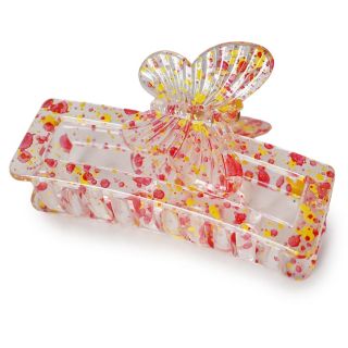 Pinza Mediana De Plástico Rectangular Con Mariposa Grabada Colores Manchas 7.5 Cm | TJZ-2602