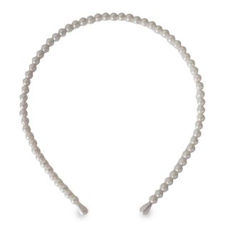 Diadema De Metal Delgada Con Línea De Perlas En Color Beige 12.7 Cm | XQ-32-66