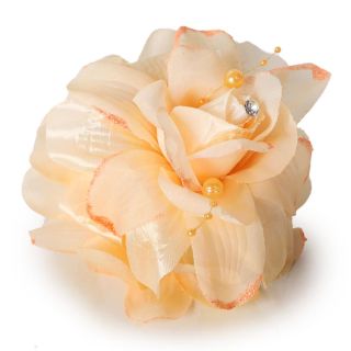 Pinza Grande De Plástico En Color Negro Con Flor De Tela Con Perlas Piedras Y Brillos 11 Cm | XQ-32-90