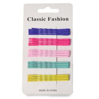 Pasadores De Metal Ondulados De Colores Cubiertos De Glitter En Blíster Blanco 12.6 Cm | XQ-32-96