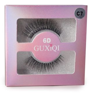 Pestañas Postizas Seminaturales Guxiqi En Color Negro Efecto 6D Estuche Rosa 8 Cm | XQ-34-191
