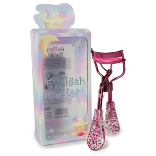 Enchinador De Metal En Color Rosa Metalizado Ovalado Mango De Glitter Transparente 10 Cm | XQ-34-201