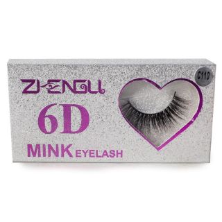 Pestañas Postizas Seminaturales Ziengli Color Negro Efecto 6D Estuche Plata Corazón 11.8 Cm | XQ-34-192