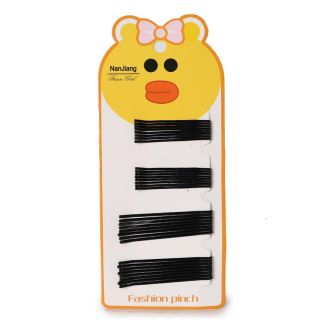 Pasadores De Metal En Color Negro Ondulados Chicos Y Grandes Blíster Amarillo Patito 17.5 Cm | XQ-32-93