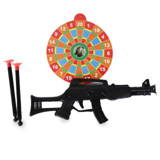 Metralleta De Plástico Mini Lanzadora De Dardos Negros Con Tiro Al Blanco Estampado 19 Cm | YO-67-1