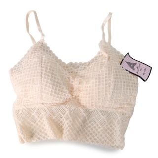 Bralette De Encaje Bordado En Color Beige Acolchonado Con Resortes Unitalla | MAFU