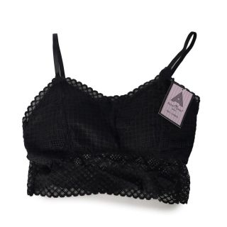 Bralette De Encaje Bordado En Color Negro Acolchonado Con Resortes Unitalla | MAFU