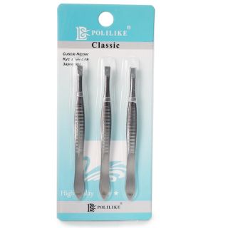 Depiladores De Metal Polilike Delgados En Color Plateado Con Punta Recta 8.5 Cm | HG25U-78