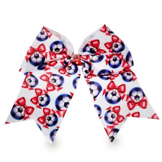 Pico Garza Grande De Metal Con Moño De Tela Estampado Balones Línea Piedras 21 Cm | Balones