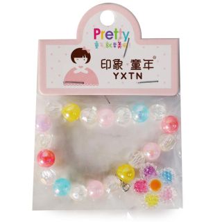 Pulsera Elástica Chica Infantil Con Perlas De Colores Transparentes Y Dije Modelos 6.5 Cm | XH7914
