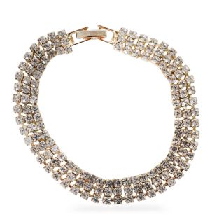 Pulsera Delgada Con Broche Color Dorado Con Triple Línea De Piedras 18 Cm | XQ-09-407-3