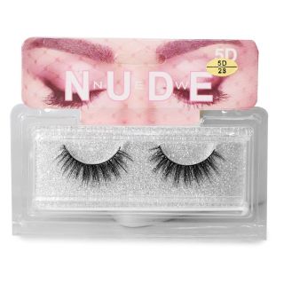Pestañas Postizas Seminaturales Mink Nude Color Negro Efecto 5D En Estuche Rosa 12.5 Cm | KUN-5321