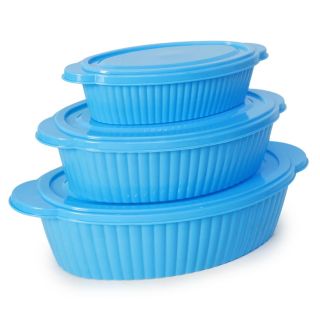 Topers De Plástico Ovalados Con Orejitas Y Grabados Líneas Color Azul 3 Tamaños 1500 Ml | FMV