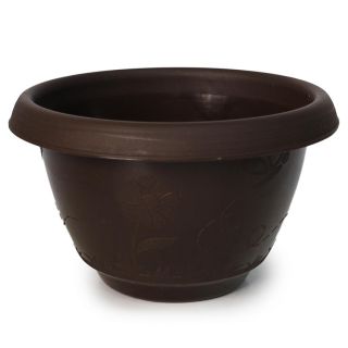 Macetón Margarita mediano De Plástico Circular Grabado Flores Color Chocolate 14.5 x 9 Cm | FMV