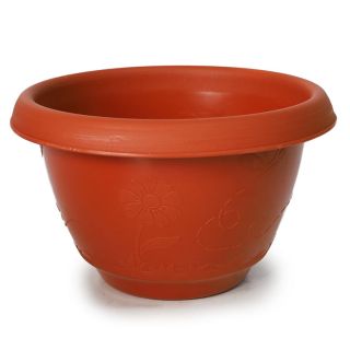 Macetón Margarita mediano De Plástico Circular Grabado Flores Color Marrón 14.5 x 9 Cm | FMV