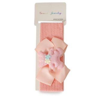 Valerina Grande Bordada Elástica Con Moño Y Oso Con Flores Varios Colores 17.5 Cm | HLQ-26