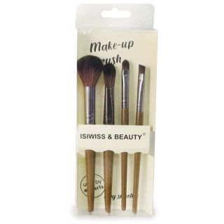 Brochas Medianas Isiwiss Para Maquillaje con Mango Café Ovaladas Cerdas Suaves 18 Cm | HU-BR2088