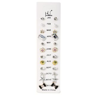 Aretes Chicos De Metal Con Figuras En Color Dorado Y Plateado Blíster Meses 17 Cm | HU-ED2167