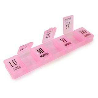 Pastillero Grande De Plástico Largo Rectangular Colores Transparente Días 17.2 Cm | HU-ZH2230