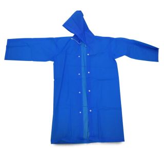 Impermeable Infantil Grande De Plástico En Color Azul Con Gorro Y Broches 113 Cm | XJ2082