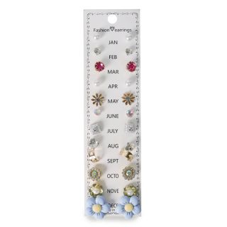 Aretes Chicos De Metal Y Figuras De Acrílico En Planilla Blanca Meses 16.5 Cm | HU-ED2088