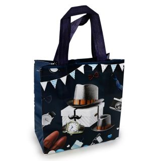 Bolsa Ecológica Textil Chica Con Estampado De Accesorios Caballero Colores 23 x 22 Cm | ZXQ04578