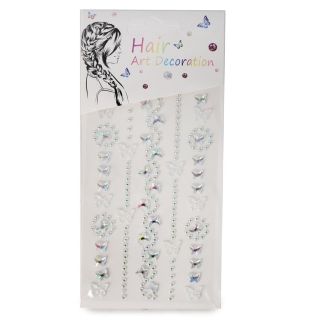 Sticker Planilla Grande Con Piedras Y Figuras Tornasol Plateadas Con Perlas 22.5 Cm | ZXQ04590