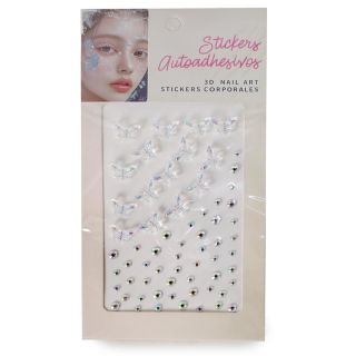 Sticker Planilla Mediana Con Piedras Y Mariposas De Acrílico Transparentes 3D 19 Cm | ZXQ04592