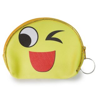 Monedero Grande Ovalado De Vinil Estampado Emojis Amarillos Con Cierre 11.5 Cm | ZXQ04629