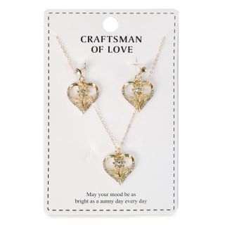 Collar Dorado Cadena Delgada De Metal Y Par De Aretes Con Dije Cubierto Piedras 14 Cm | ZX04247