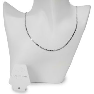Collar Cadena Delgada De Acero Inoxidable Plateada Plana Eslabones Grabados 30 Cm | ZXQ04235
