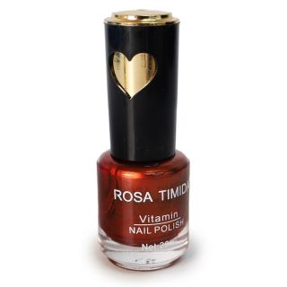 Barniz Esmalte Para Uñas Rosa Timida En Envase De Vidrio Y Tapa Negra Corazón Dorado 20 Ml | ZXQ04508