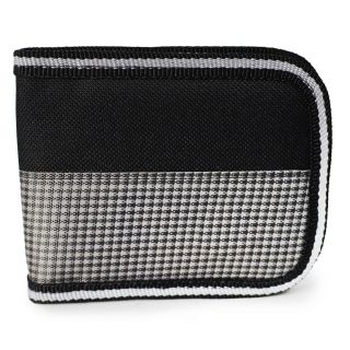 Cartera De Tela Con Cierre En Color Negro Con Línea Grande Cuadriculada Café 11 Cm | HAR