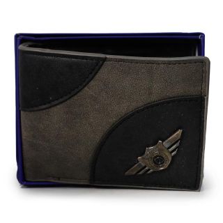 Cartera Grande De Vinil En Color Negro Y Gris Con Líneas Bordadas 11.5 Cm | HOR