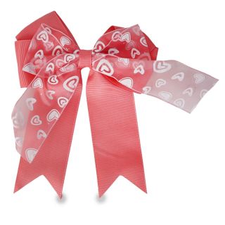 Pico Garza De Metal Grande Con Moño Doble De Tela Y Estampado Corazones Colores 15 Cm | HG25T-32