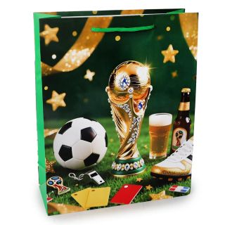 Bolsa Para Regalo Grande Delgada Estampada Balones Mundialistas Colores 32 x 26 Cm | HG25T-13