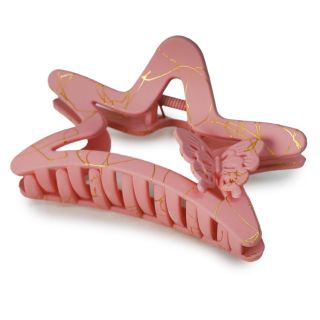 Pinza Grande De Plástico Figuras En Color Mate Con Líneas Doradas Y Mariposa 10 Cm | HG25U-116
