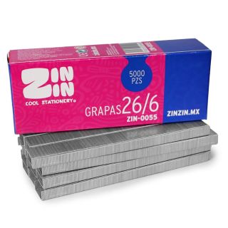 Grapas Escolares De Metal En Color Plateado Zin Zin Caja Rosa Azul Con 500 Grapas 11 Cm | ZIN-0055