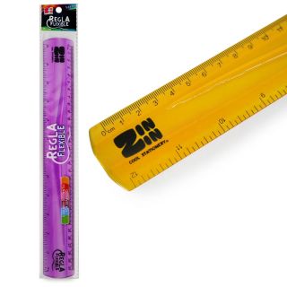 Regla Escolar Zin Zin Flexible De Plástico En Colores Translúcidos Ovalados Líneas 31 Cm | ZIN-0186