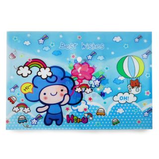 Folder Escolar Grande De Plástico En Color Azul Con Broche Estampado Muñecos 35.5 x 25 Cm | JA-2000