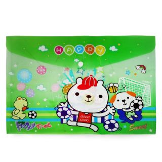Folder Escolar Grande De Plástico En Color Verde Con Broche Estampado Perros 35.5 x 25 Cm | JA-2000